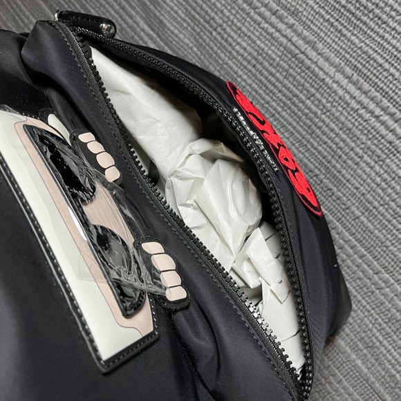Karl Lagerfeld Paris K/Ikonik Nylon Backpack Black Love Karl Heart Patch New